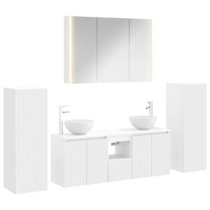 vidaXL Baderomsinnredningssett 6 pcs Hvit Konstruert tre og glass