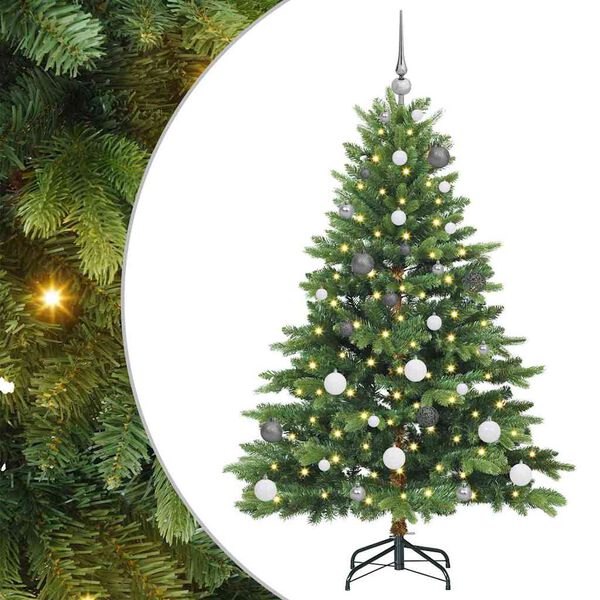 vidaXL Kunstig juletre med 150 LED med stativ gr&oslash;nn 150 cm PE og PVC