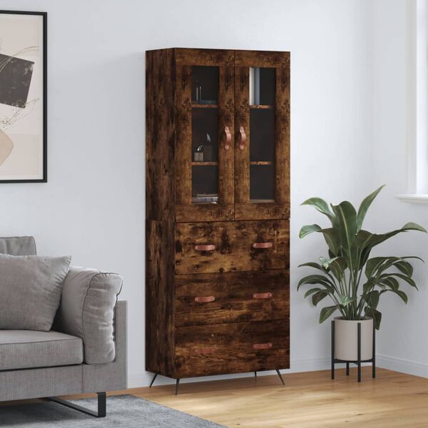 vidaXL Highboard r&oslash;kt eik 69,5x34x180 cm konstruert tre