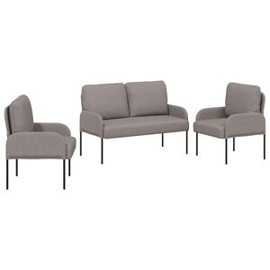 vidaXL Sofasett med pute 3 pcs Gr&aring;brun 115 x 56 x 80 cm Kryssfin&eacute;r