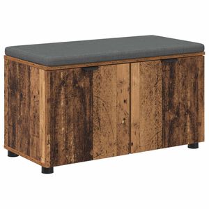 vidaXL Gangbenk med pute med hylle med d&oslash;r Gammelt tre 80 x 38 x 46 cm