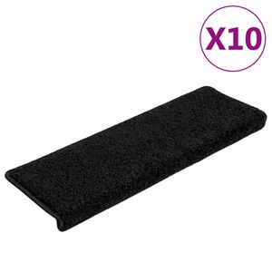 vidaXL Trappematter 10 stk 65x21x4 cm svart rektangul&aelig;r kant