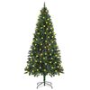 vidaXL Forh&aring;ndsbelyst kunstig juletre med kongler gr&oslash;nn 180 cm