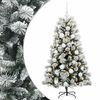 vidaXL Kunstig hengslet juletre med kuler 150 cm 150 LED-lys Varmhvit