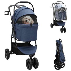 vidaXL Sammenleggbar kj&aelig;ledyrvogn Bl&aring; 78 x 54 x 101 cm Polyester