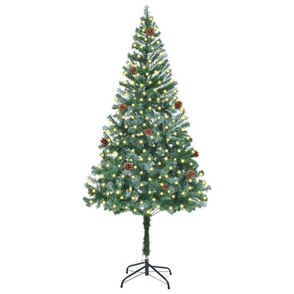 vidaXL Kunstig juletre med 300 LED med stativ gr&oslash;nn 180 cm PVC og st&aring;l