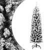 vidaXL Slankt kunstig juletre med flokket sn&oslash; gr&oslash;nn 150 cm PVC