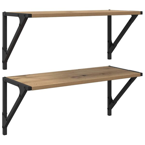 vidaXL Vegghyller 2 pcs Artisan Eik 60 x 25 x 25,5 cm Konstruert tre