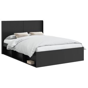 vidaXL Sengramme med oppbevaring og hodegavl Svart 135 x 190 cm