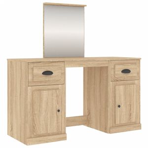 vidaXL Sminkebord med speil sonoma eik 130x50x132,5 cm