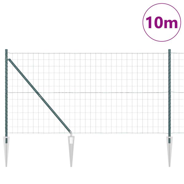vidaXL Gjerde med stolpe gr&oslash;nn 1,2 x 10 m St&aring;l og PVC