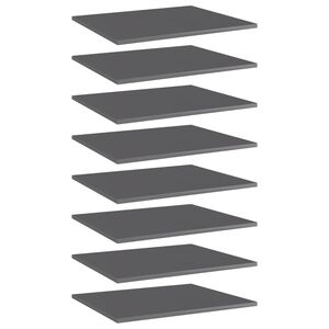 vidaXL Hylleplater 8 stk h&oslash;yglans gr&aring; 60x50x1,5 cm konstruert tre