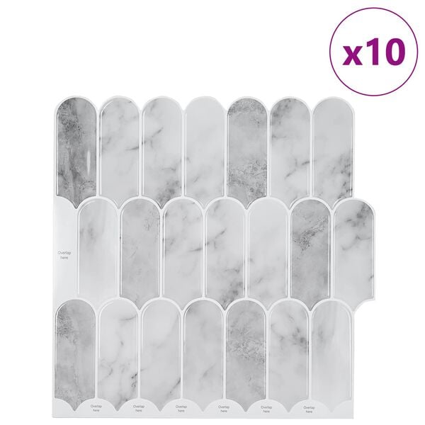 vidaXL Dekorative klistremerker 10 pcs Gr&aring; marmor 30 x 30 x 0,8 cm