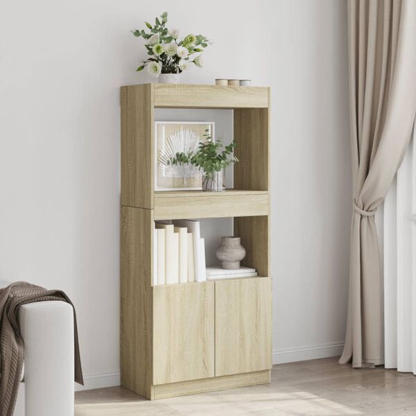 vidaXL Highboard sonoma eik 63x33x140 cm konstruert tre
