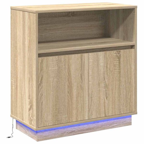 vidaXL LED sideboard Sonoma eik 71 x 34,5 x 75 cm Konstruert tre