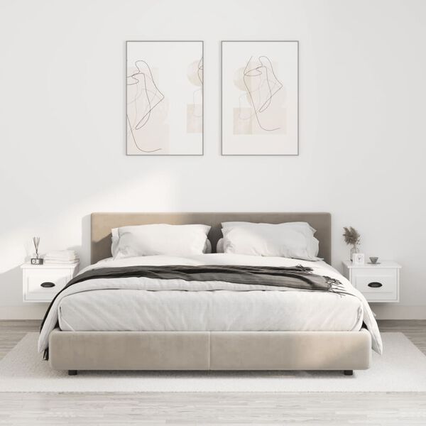 vidaXL Veggmonterte nattbord 2 stk h&oslash;yglans hvit 41,5x36x28 cm