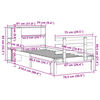 vidaXL Seng med bokhylle uten madrass voksbrun 75x190 cm heltre furu