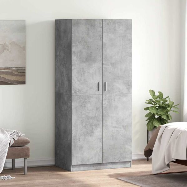 vidaXL Garderobe betonggr&aring; 80x52x180 cm konstruert tre