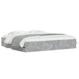 vidaXL Sengeramme med skuffer betonggr&aring; 200x200 cm konstruert tre