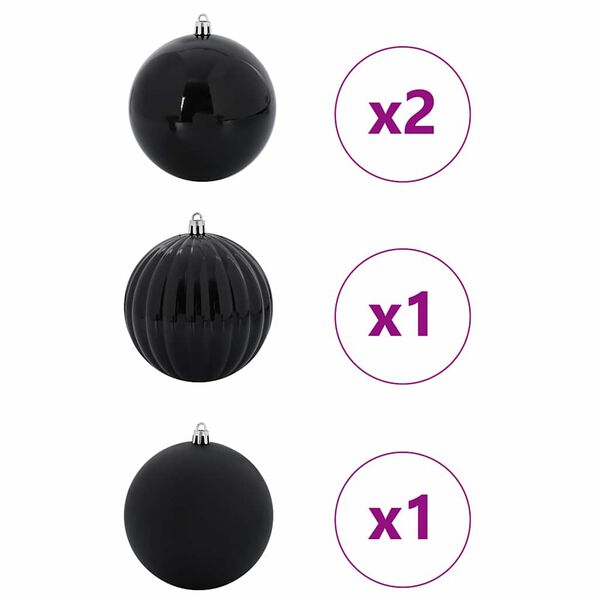vidaXL Julekule Sett XXL 4 pcs Svart Plast