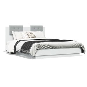 vidaXL Sengeramme med hodegavl hvit 120x190 cm konstruert tre