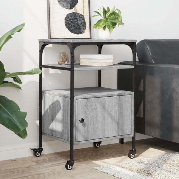 vidaXL Skriverbord 3 hyller grå sonoma 50x40x76 cm konstruert tre