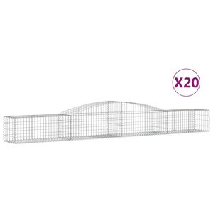 vidaXL Gabionkurver buede 20 stk 400x50x40/60 cm galvanisert jern