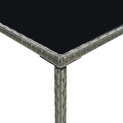 vidaXL Hagebarbord grå 70x70x110 cm polyrotting og glass