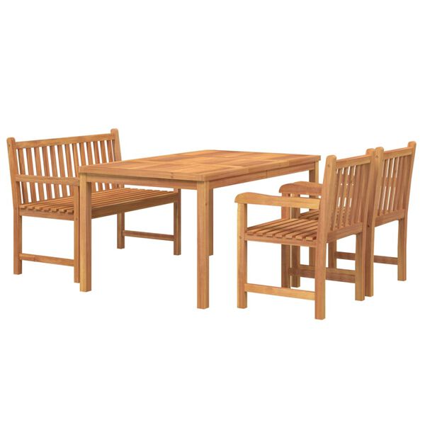 vidaXL Hagespisegruppe 4 deler heltre teak