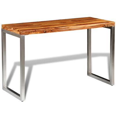 vidaXL Spisebord/skrivepult massivt indisk rosentre med stålbein