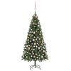 vidaXL Forh&aring;ndsbelyst kunstig juletre med kulesett og kongler 180 cm