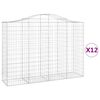 vidaXL Gabionkurver buede 12 stk 200x50x140/160 cm galvanisert jern