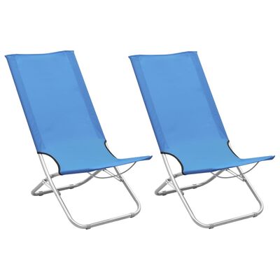 vidaXL Sammenleggbare strandstoler 2 stk blå stoff