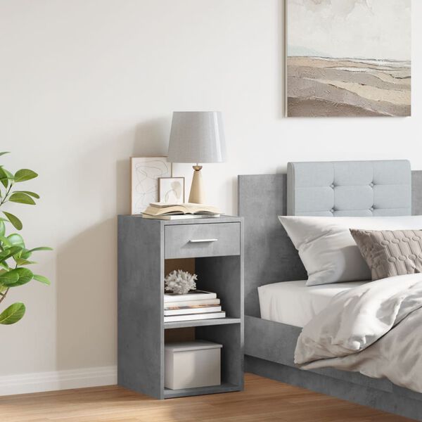 vidaXL Nattbord betonggr&aring; 35x34x65 cm konstruert tre