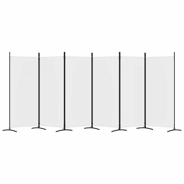 vidaXL Romdeler med 6 paneler hvit 520x180 cm stoff
