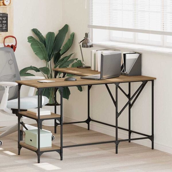 vidaXL Skrivebord Artisan Eik 139 x 139 x 75 cm Konstruert tre