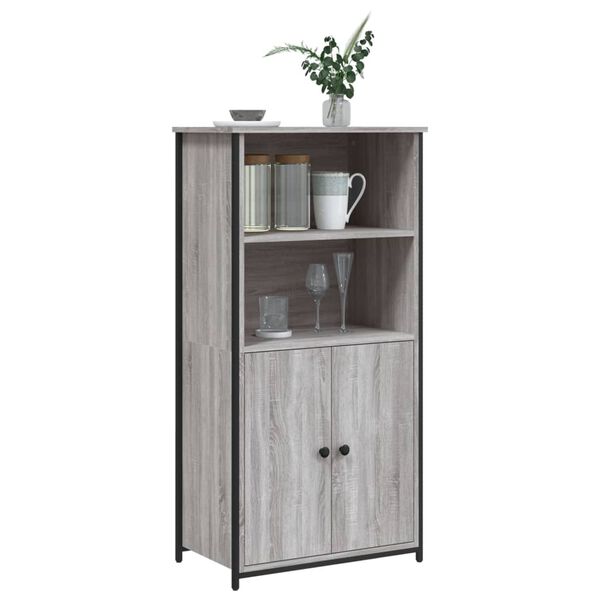 vidaXL Highboard gr&aring; sonoma 62x36x121,5 cm konstruert tre