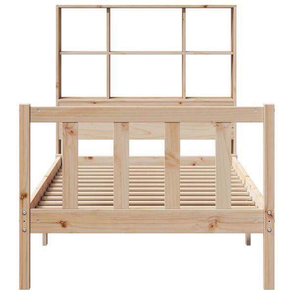 vidaXL Seng med bokhylle uten madrass 90x200 cm heltre furu