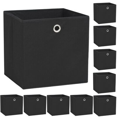 vidaXL Oppbevaringsbokser 10 stk ikke-vevet stoff 32x32x32 cm svart