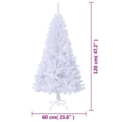 vidaXL Kunstig juletre med tykke grener hvit 120 cm PVC