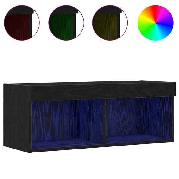 vidaXL TV-benksett Svart Eik 80 x 30 x 30 cm Konstruert tre