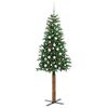 vidaXL Slim juletre med 300 LED gr&oslash;nn 210 cm PVC og Massivt Furu tre