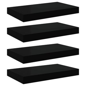 vidaXL Flytende vegghyller 4 stk svart 40x23x3,8 cm MDF