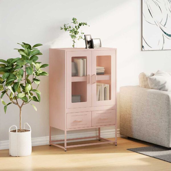 vidaXL Highboard rosa 68x39x111,5 cm stål