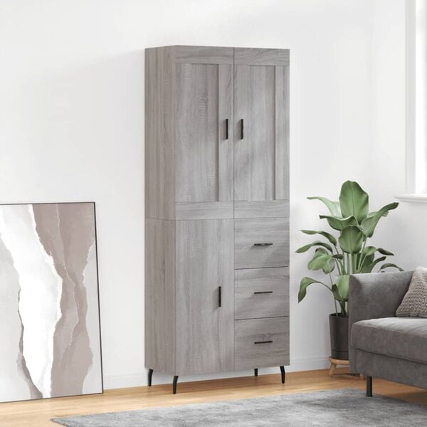 vidaXL Highboard gr&aring; sonoma 69,5x34x180 cm konstruert tre