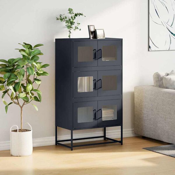 vidaXL Highboard antrasitt 68x39x123 cm stål