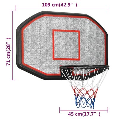 vidaXL Basketballplate svart 109x71x3 cm polyeten