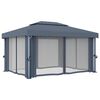 vidaXL Paviljong med gardin 4x3 m antrasitt aluminium