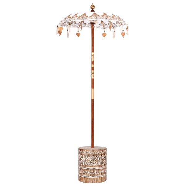 vidaXL Balinesisk parasoll med base Krem 95 x 95 x 260 cm