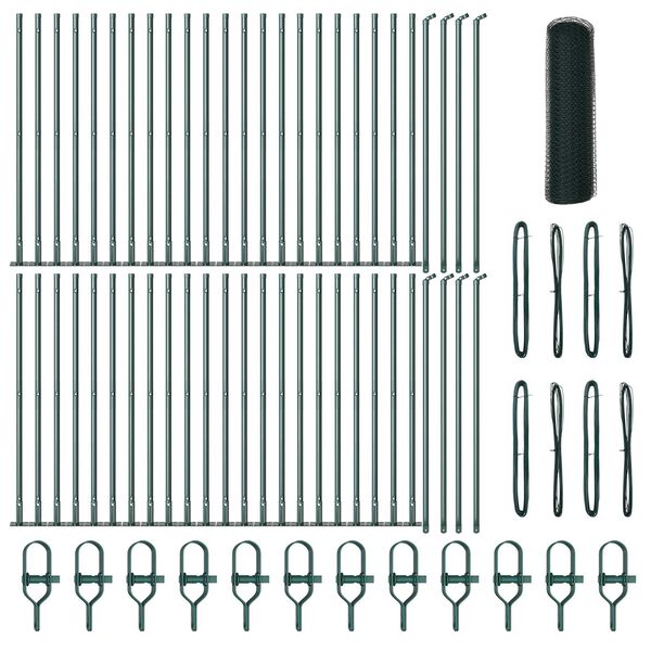 vidaXL Gjerdep&aring;le gr&oslash;nn 100 x 0,4 m (13 mm netting) St&aring;l og PVC